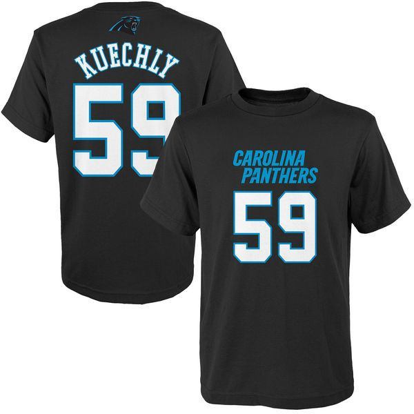 Luke Kechley Black Carolina Panthers Mainliner Name & Number T-Shirt - Pro Jersey Sports - 1