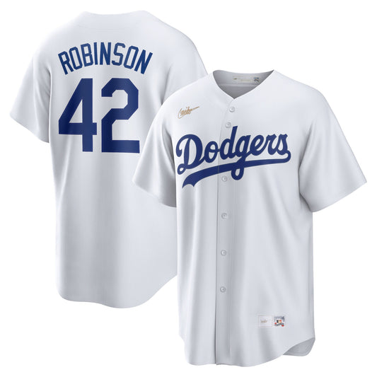 Men's Nike Los Angeles Dodgers Jackie Robinson White Dodgers Home Cooperstown Collection Player Jersey