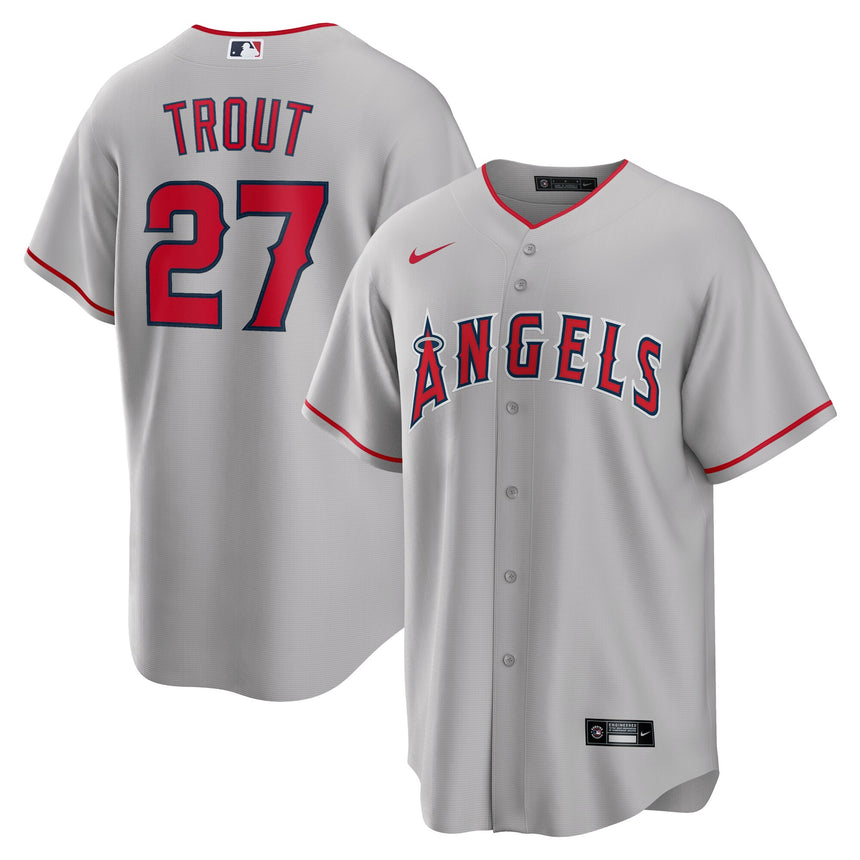 Men's Los Angeles Angels Mike Trout Nike Road Gray Replica Player Jersey - Pro Jersey Sports