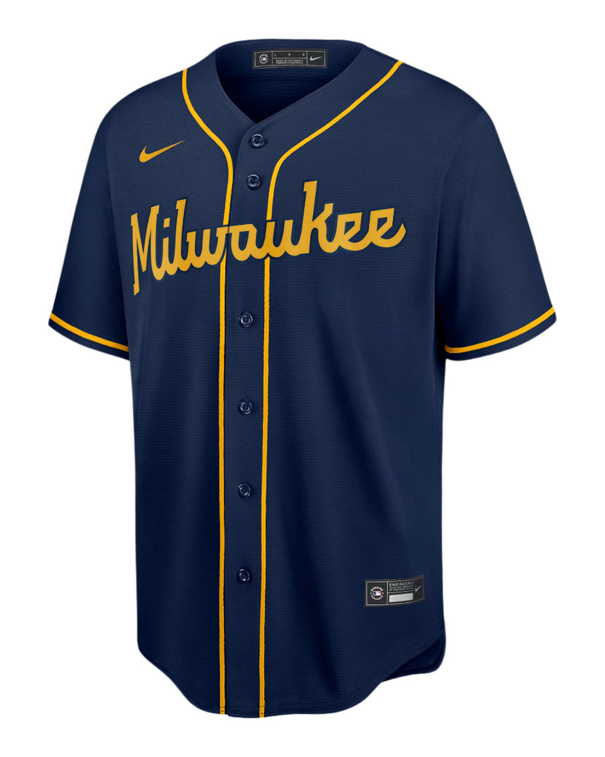 Men's Milwaukee Brewers Nike Navy Alternate Replica Team Jersey - Pro Jersey Sports
