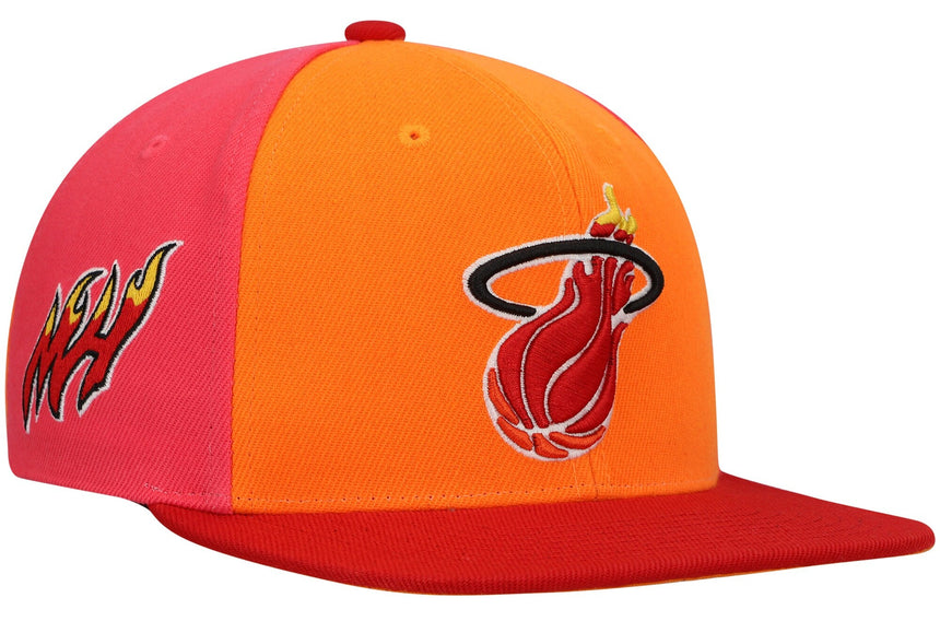 Miami Heat Mitchell & Ness Hardwood Classics On The Block Snapback Hat - Orange/Red - Pro Jersey Sports