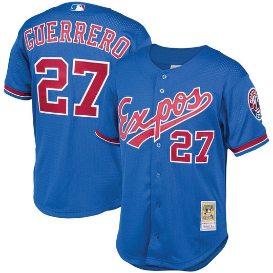 Men's Montreal Expos Vladimir Guerrero Mitchell & Ness Royal 2002 Authentic Cooperstown Collection Mesh Batting Practice Jersey - Pro Jersey Sports