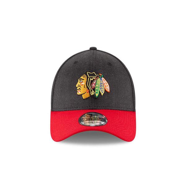 Chicago Blackhawks Change Up Classic Heather Black/Red 39THIRTY Flex Fit Hat By New Era