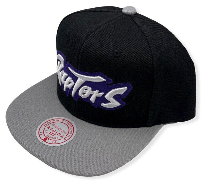 Men's Toronto Raptors NBA Core Basic Script 2 Tone Black/Gray Mitchell & Ness Snapback Hat - Pro Jersey Sports