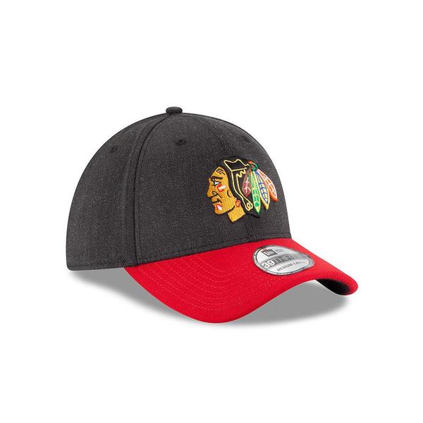 Chicago Blackhawks Change Up Classic Heather Black/Red 39THIRTY Flex Fit Hat By New Era