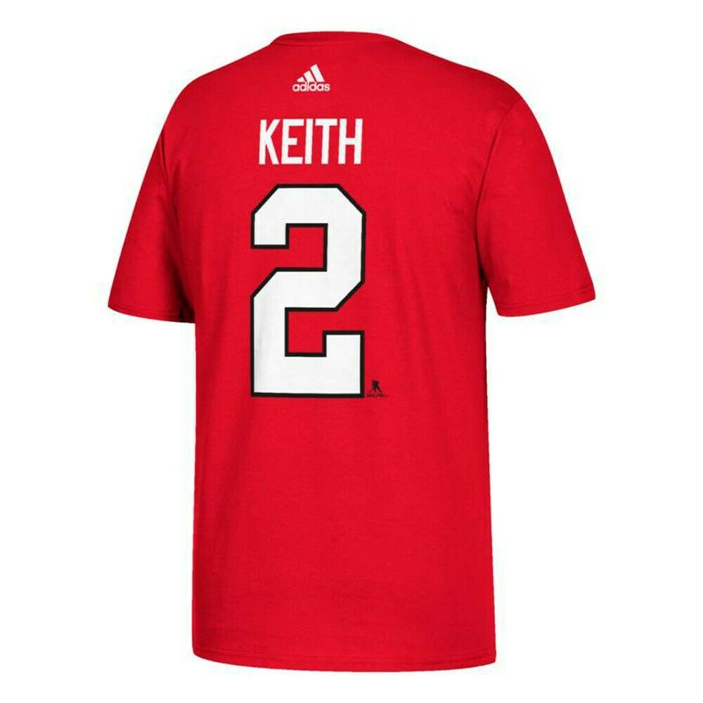 Men's Chicago Blackhawks Duncan Keith adidas Red Name & Number T-Shirt - Pro Jersey Sports