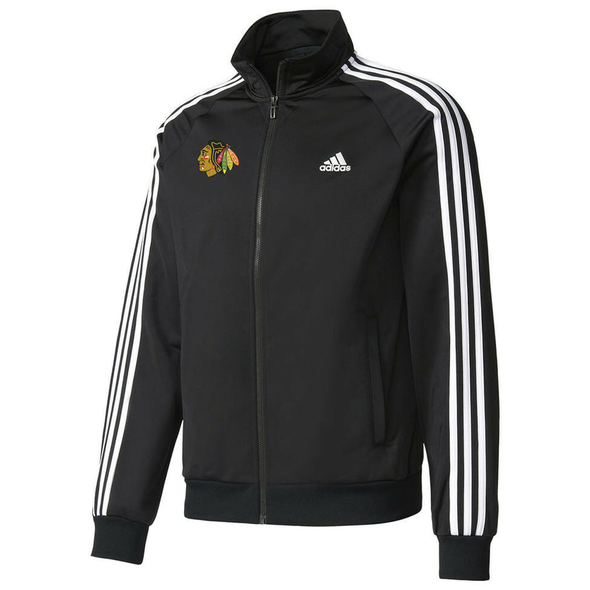 Chicago Blackhawks Adidas Adult Black Climalite Soft Shell 1/4-Zip Jacket - Pro Jersey Sports
