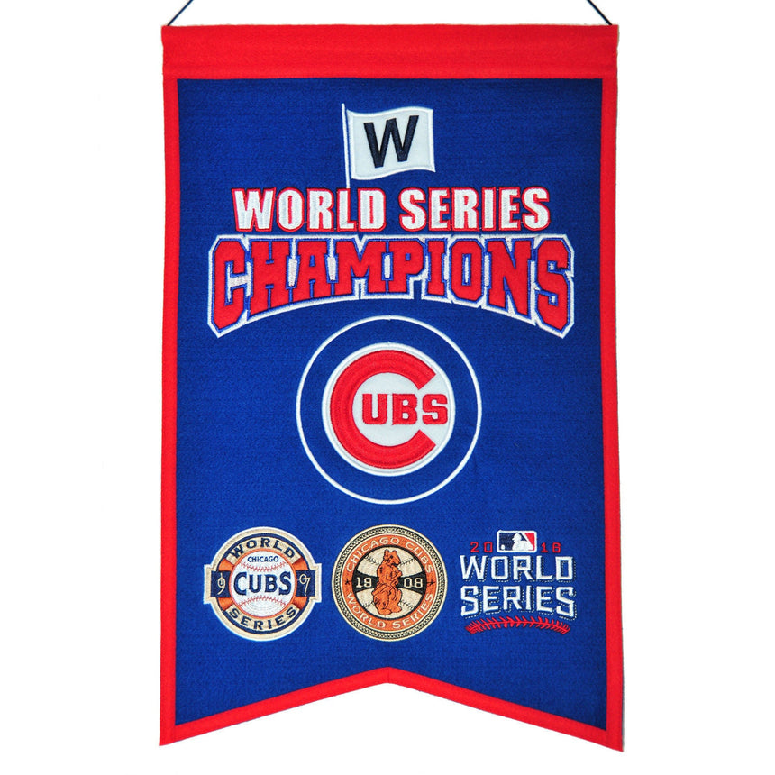 Chicago Cubs Winning Streak 3X Champions "W" Wool Banner - Pro Jersey Sports