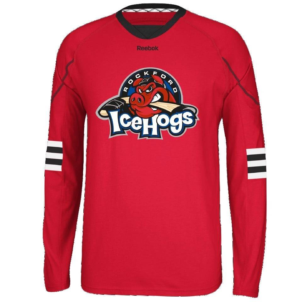 Mens Rockford IceHogs Reebok L/S Jersey Tee - Pro Jersey Sports