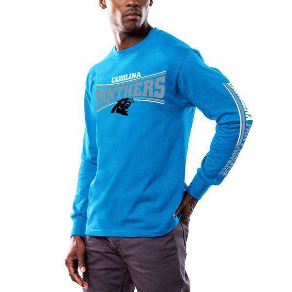 Men's Carolina Panthers Majestic Blue Primary Receiver Long Sleeve T-Shirt - Pro Jersey Sports
