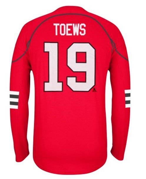 Reebok Jonathan Toews Chicago Blackhawks Red Edge Long Sleeve Jersey T-Shirt - Pro Jersey Sports - 1