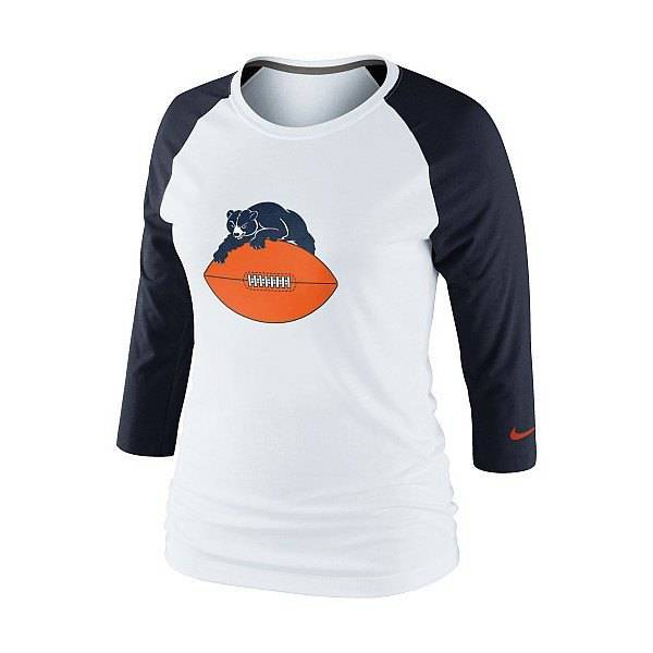 Women's Nike Chicago Bears Retro 3rd 'N Long Raglan 3/4 Sleeve T-Shirt - Pro Jersey Sports