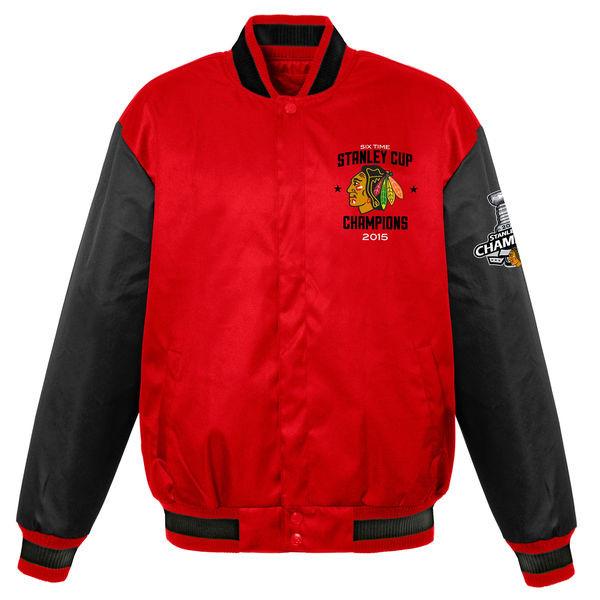 Mens Chicago Blackhawks 2015 Stanley Cup Champions Polyester Lightweight Jacket