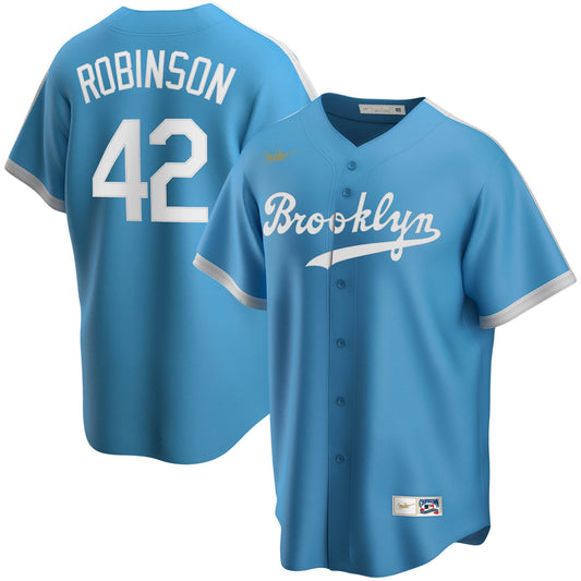 Men's Jackie Robinson Brooklyn Dodgers Nike Light Blue Alternate Cooperstown Collection Team Jersey