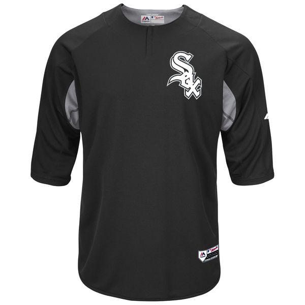 Men's Chicago White Sox Majestic Black/Gray Authentic Collection On-Field 3/4-Sleeve Batting Practice Jersey