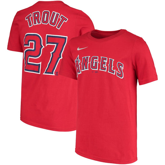Youth Mike Trout Los Angeles Angels Nike Red Name & Number T-Shirt - Pro Jersey Sports