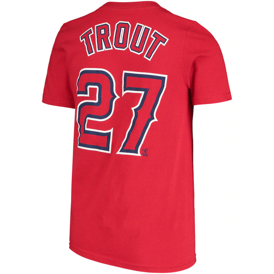 Youth Mike Trout Los Angeles Angels Nike Red Name & Number T-Shirt - Pro Jersey Sports