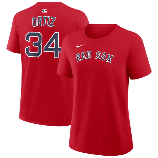 Men's David Ortiz Boston Red Sox Nike Red Name & Number T-Shirt - Pro Jersey Sports
