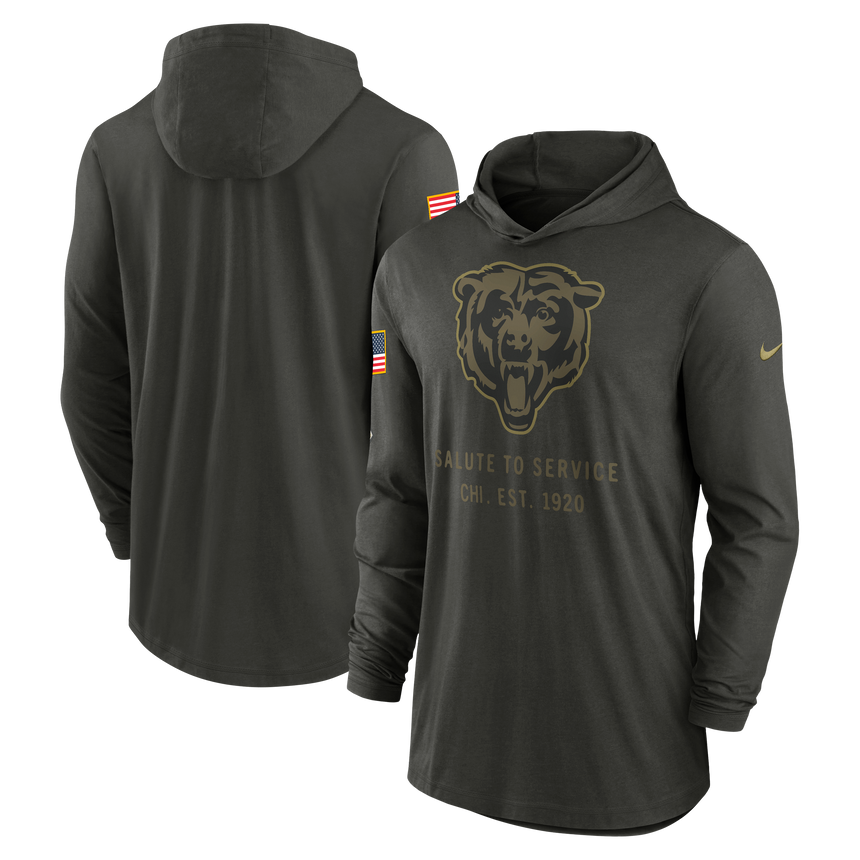 Men's Nike Chicago Bears 2025 Salute To Service Hooded Long Sleeve T-Shirt - Pro Jersey Sports
