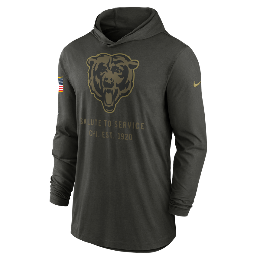 Men's Nike Chicago Bears 2025 Salute To Service Hooded Long Sleeve T-Shirt - Pro Jersey Sports