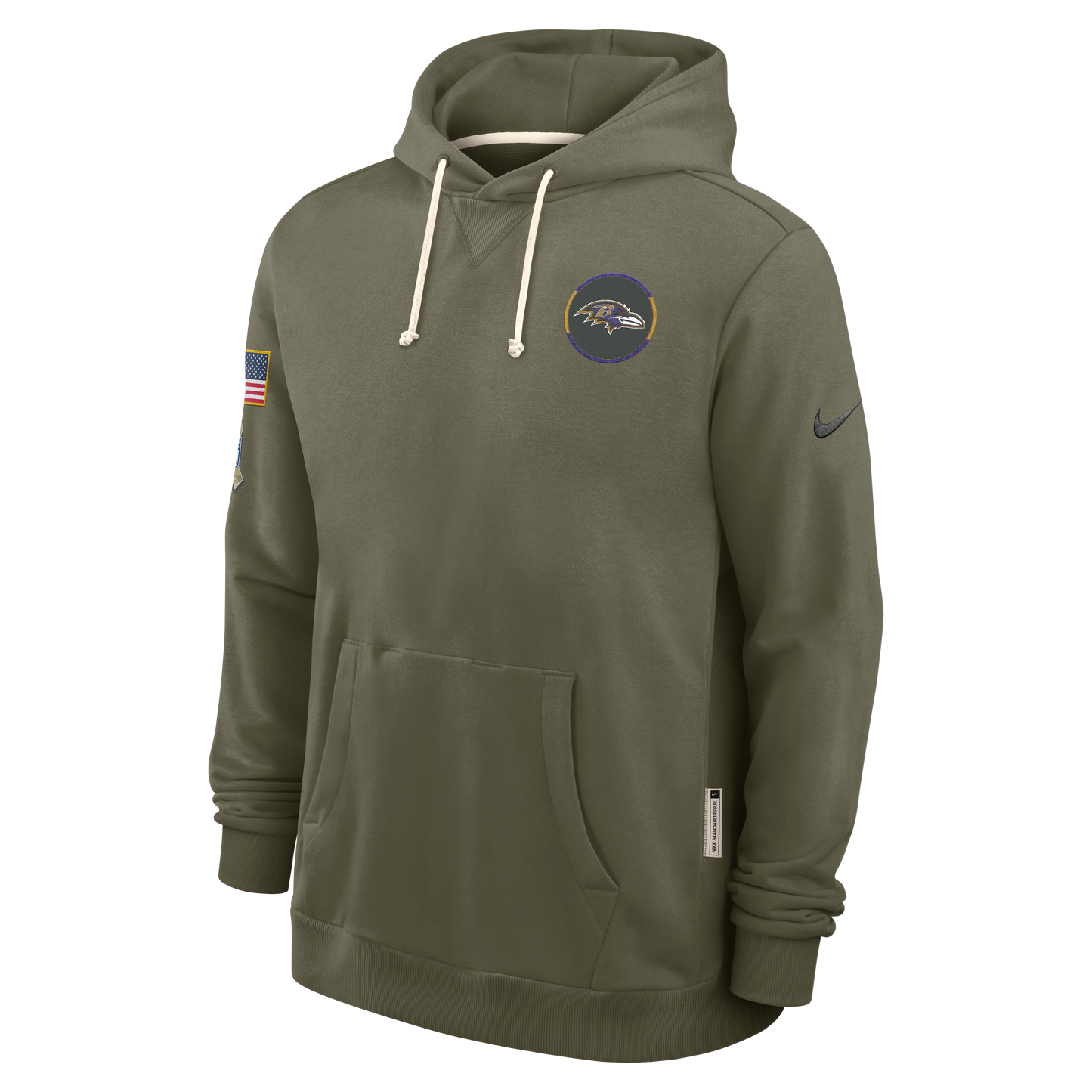 Men's Baltimore Ravens Nike Olive Green 2025 Salute To Service Club Pullover Hoodie - Pro Jersey Sports