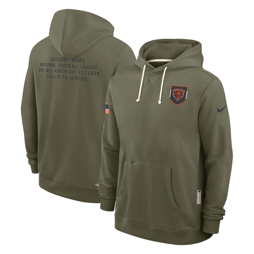 Men's Chicago Bears Nike Olive Green 2025 Salute To Service Club Pullover Hoodie - Pro Jersey Sports