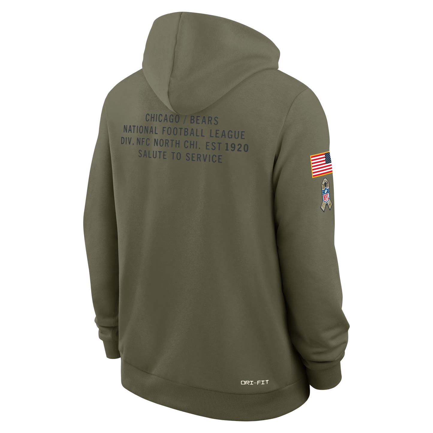 Men's Chicago Bears Nike Olive Green 2025 Salute To Service Club Pullover Hoodie - Pro Jersey Sports