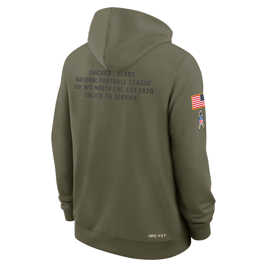 Men's Chicago Bears Nike Olive Green 2025 Salute To Service Club Pullover Hoodie - Pro Jersey Sports