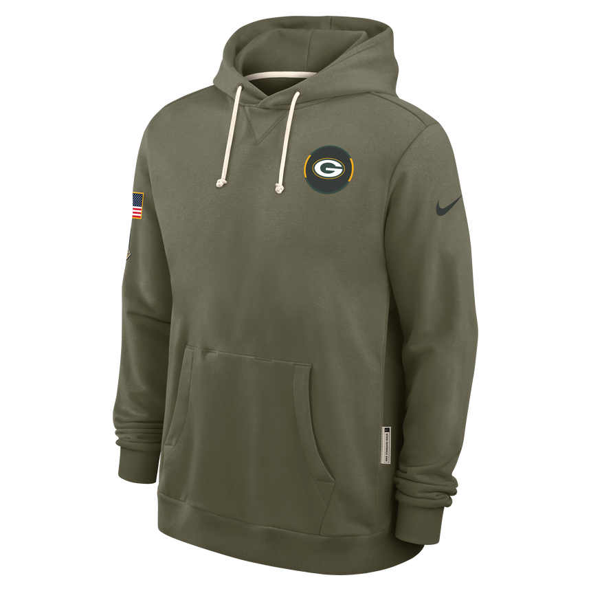 Men's Green Bay Packers Nike Olive Green 2025 Salute To Service Club Pullover Hoodie - Pro Jersey Sports