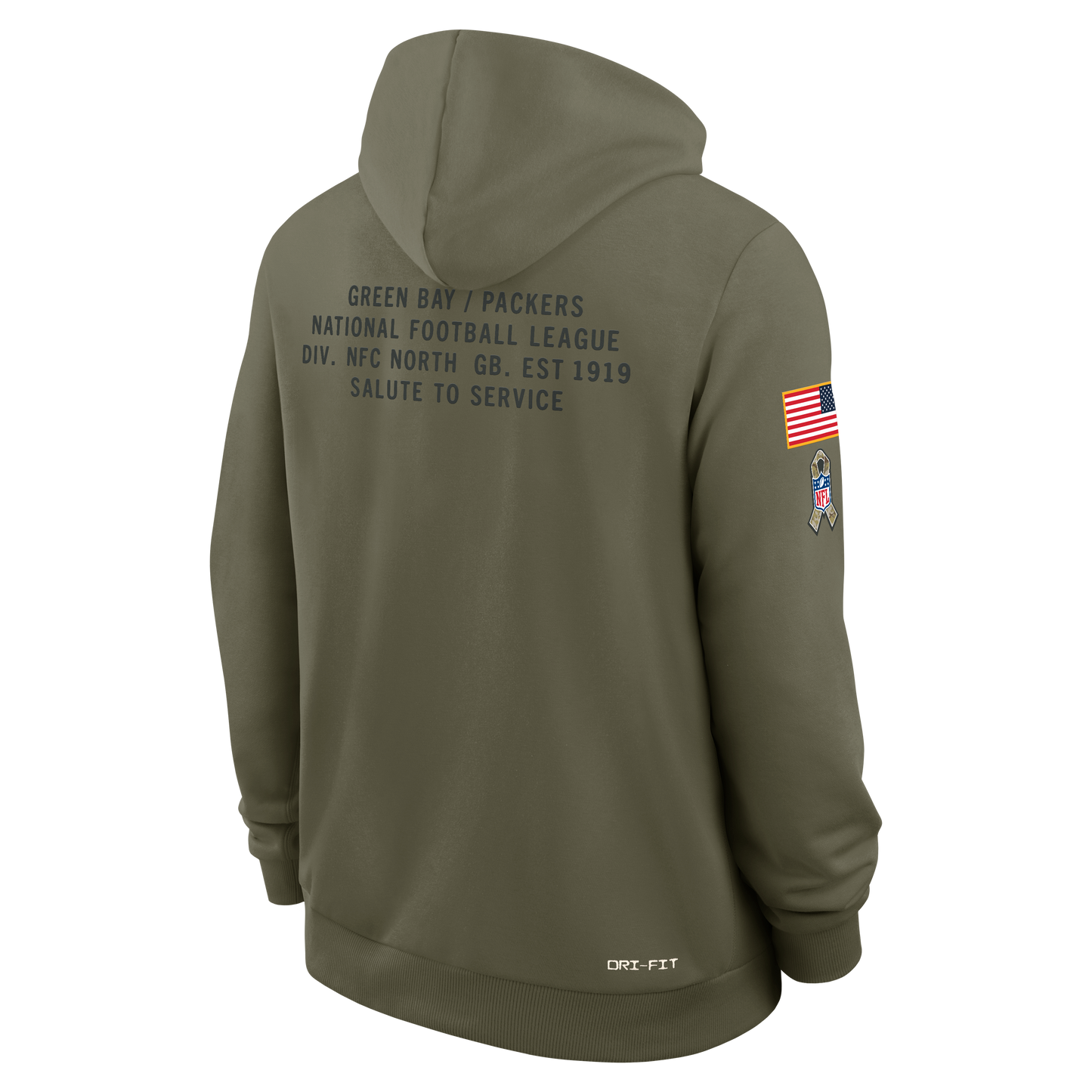 Men's Green Bay Packers Nike Olive Green 2025 Salute To Service Club Pullover Hoodie - Pro Jersey Sports