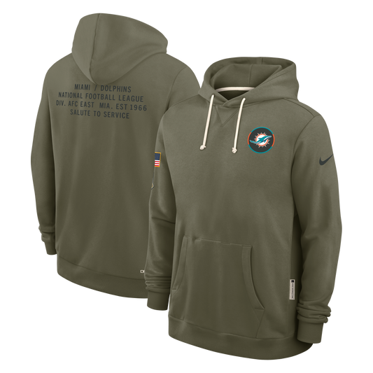 Men's Miami Dolphins Nike Olive Green 2025 Salute To Service Club Pullover Hoodie - Pro Jersey Sports