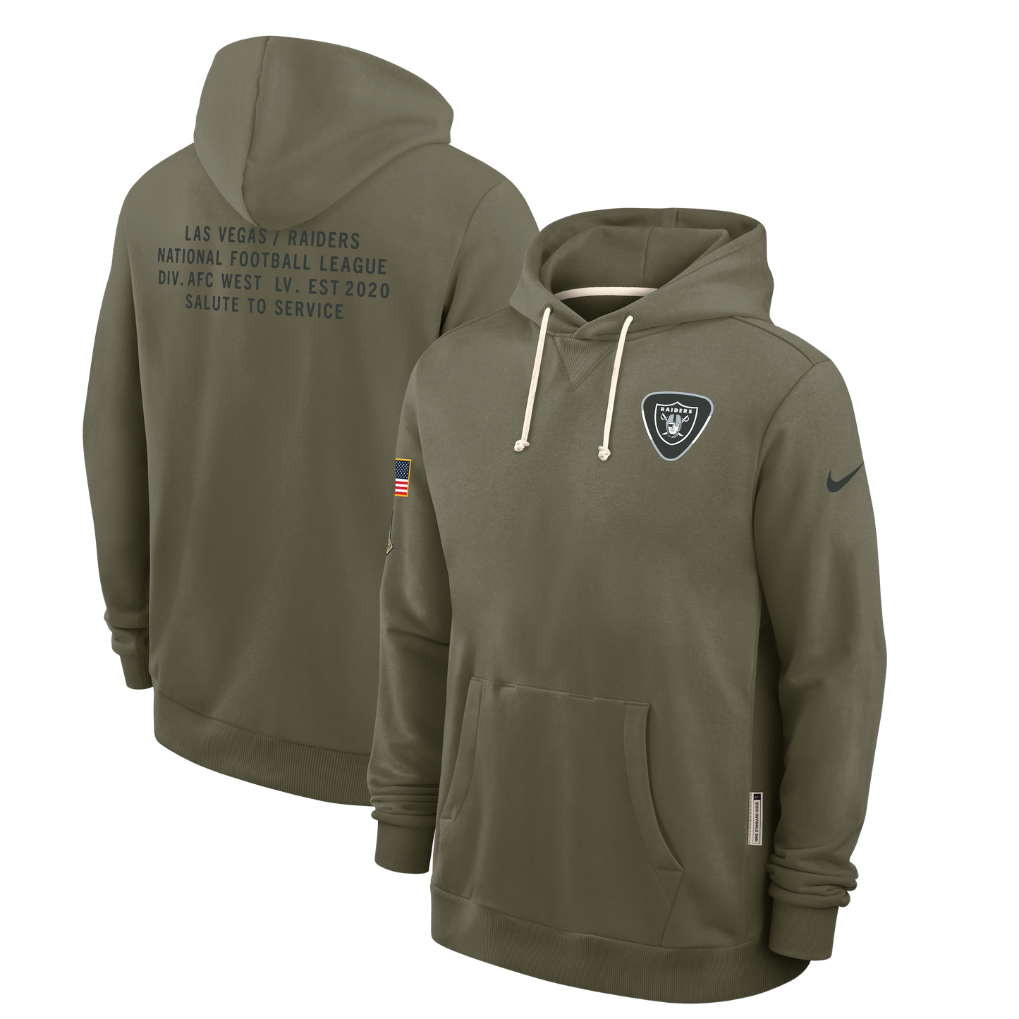 Men's Las Vegas Raiders Nike Olive Green 2025 Salute To Service Club Pullover Hoodie - Pro Jersey Sports