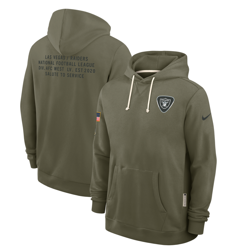 Men's Las Vegas Raiders Nike Olive Green 2025 Salute To Service Club Pullover Hoodie - Pro Jersey Sports