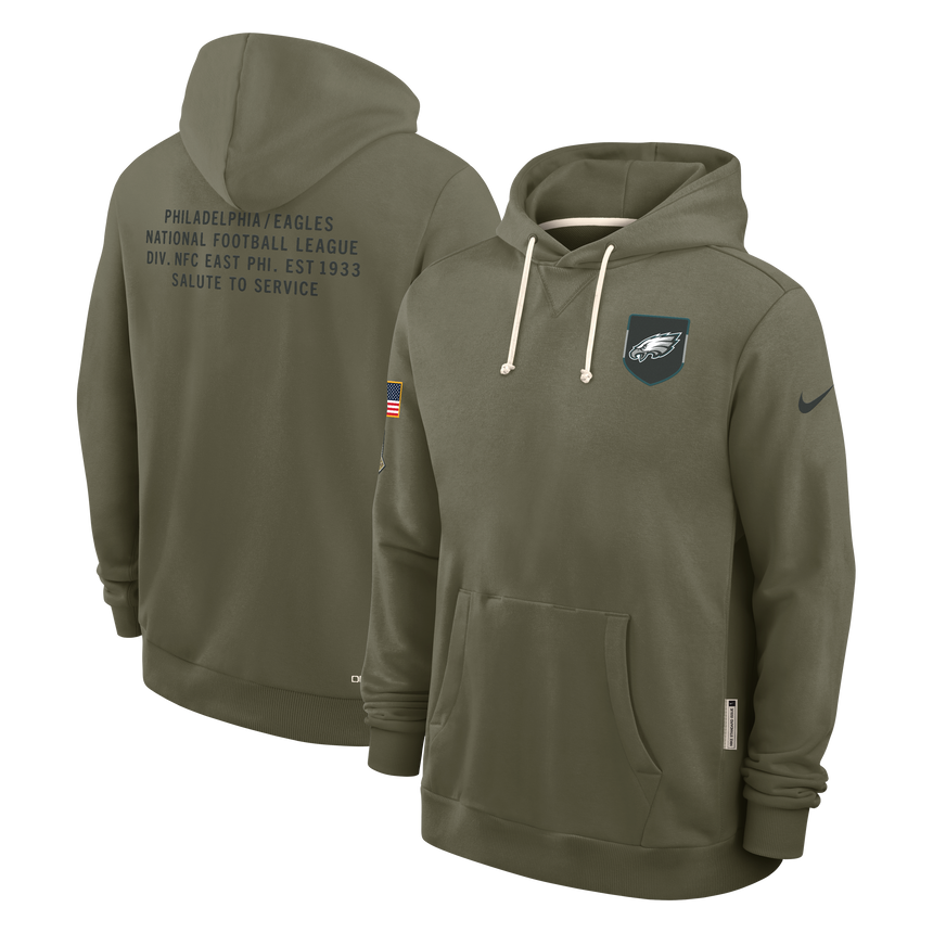 Men's Philadelphia Eagles Nike Olive Green 2025 Salute To Service Club Pullover Hoodie - Pro Jersey Sports