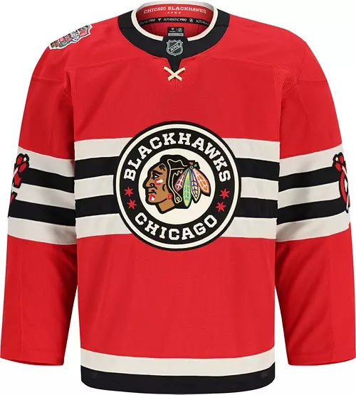 Men's Chicago Blackhawks Fanatics 2025 NHL Winter Classic AUTHENTIC PRO ON ICE Canada Blank Jersey