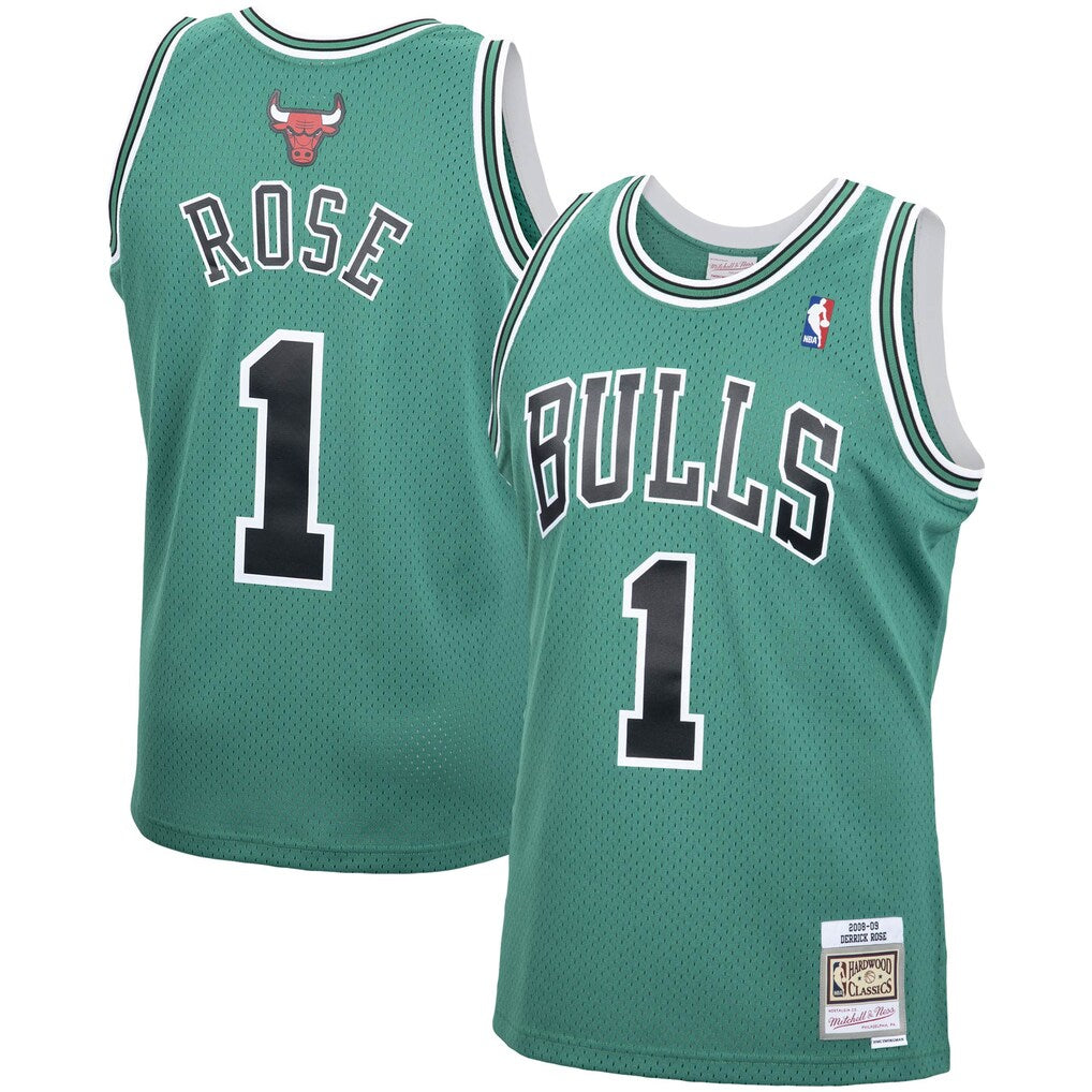Men's Chicago Bulls Derrick Rose Mitchell & Ness Kelly Green 2008-09 St. Patrick's Day Hardwood Classics Swingman Jersey - Pro Jersey Sports