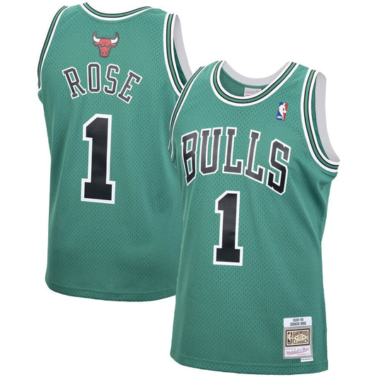 Men's Chicago Bulls Derrick Rose Mitchell & Ness Kelly Green 2008-09 St. Patrick's Day Hardwood Classics Swingman Jersey - Pro Jersey Sports