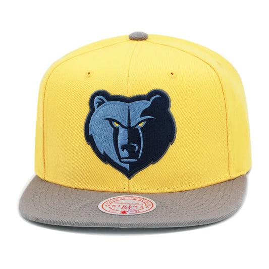 Men's Memphis Grizzlies Mitchell & Ness NBA Core Basic Gold and Gray Snapback Hat
