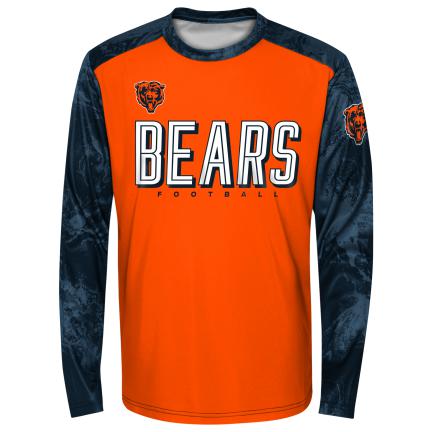 Kids Chicago Bears Orange/Navy Cover 2 Child Long Sleeve T-Shirt