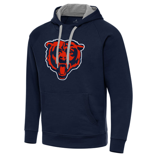 Men's Chicago Bears Navy Antigua Victory Pullover Hoodie