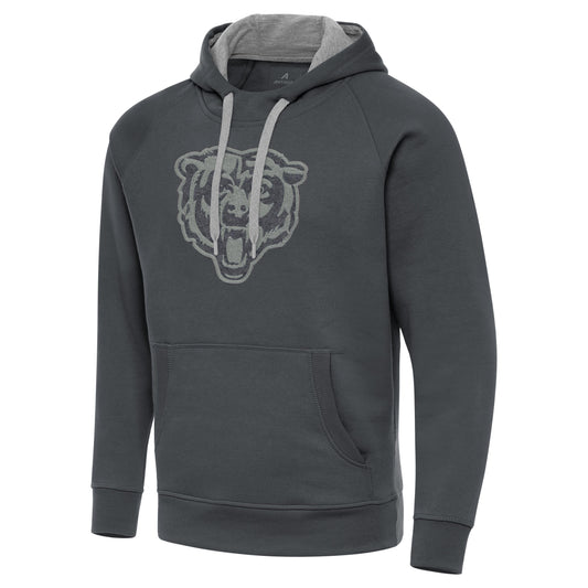 Men's Chicago Bears Charcoal Tonal Antigua Victory Pullover Hoodie