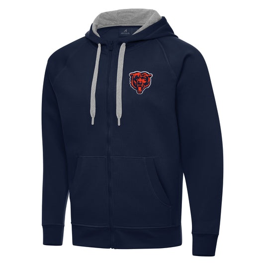 Men's Antigua Navy Chicago Bears Bear Head Victory Full-Zip Hoodie