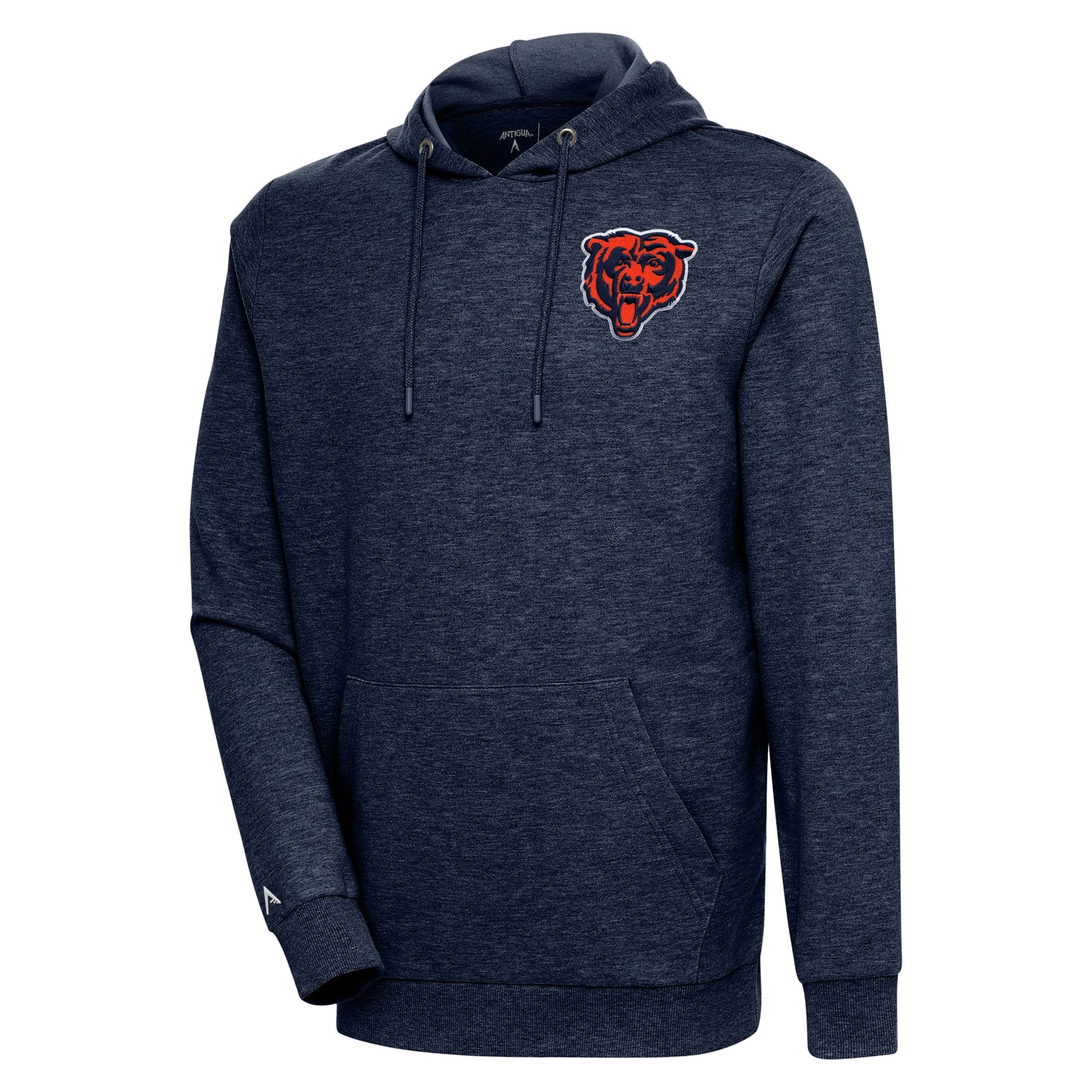 Men's Chicago Bears Antigua Heather Navy Action Pullover Hoodie