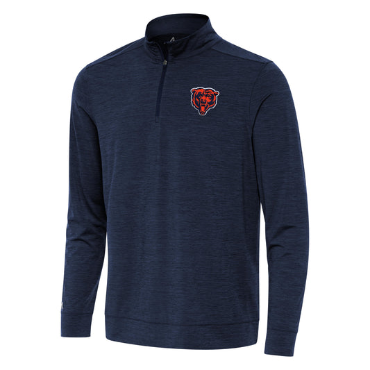 Men's Chicago Bears Antigua Navy Primary Logo Bright QZ 1/4 Zip Lightweight Pullover Top