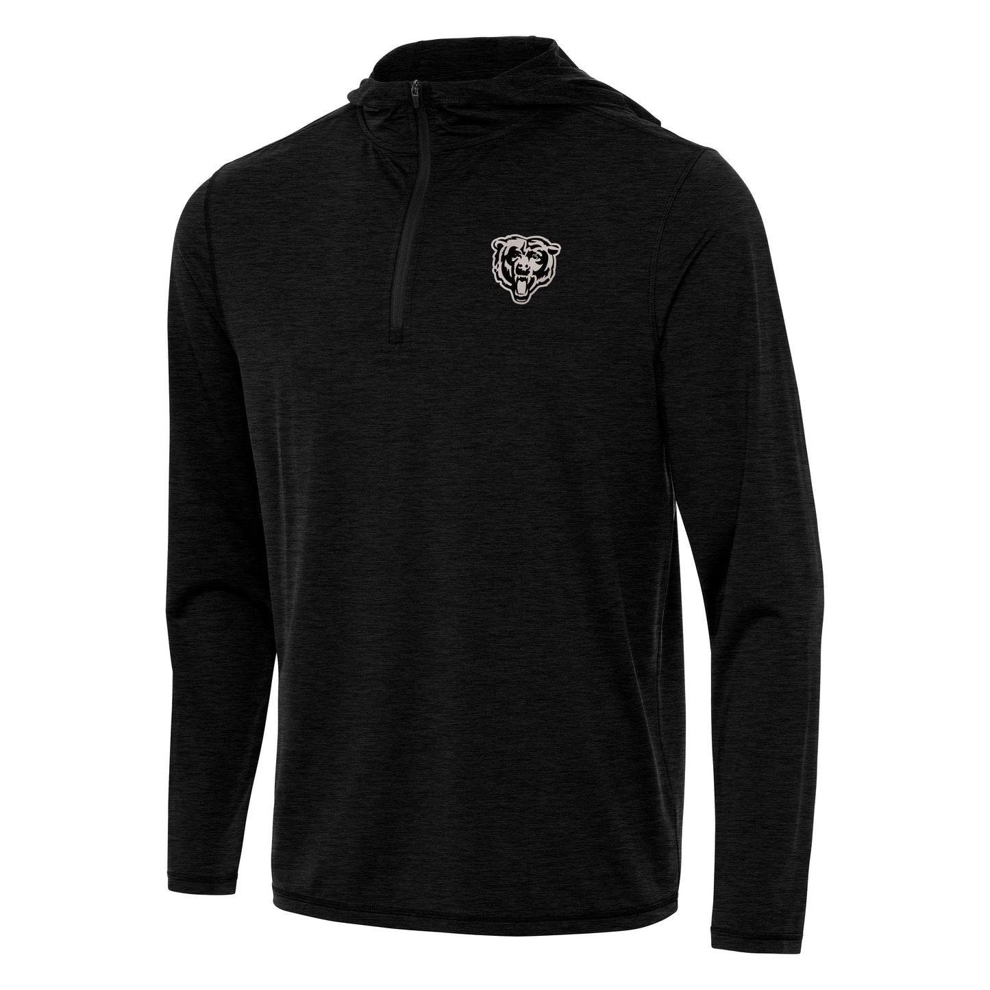 Men's Chicago Bears Antigua Heather Black Tidy Quarter-Zip Pullover Hoodie