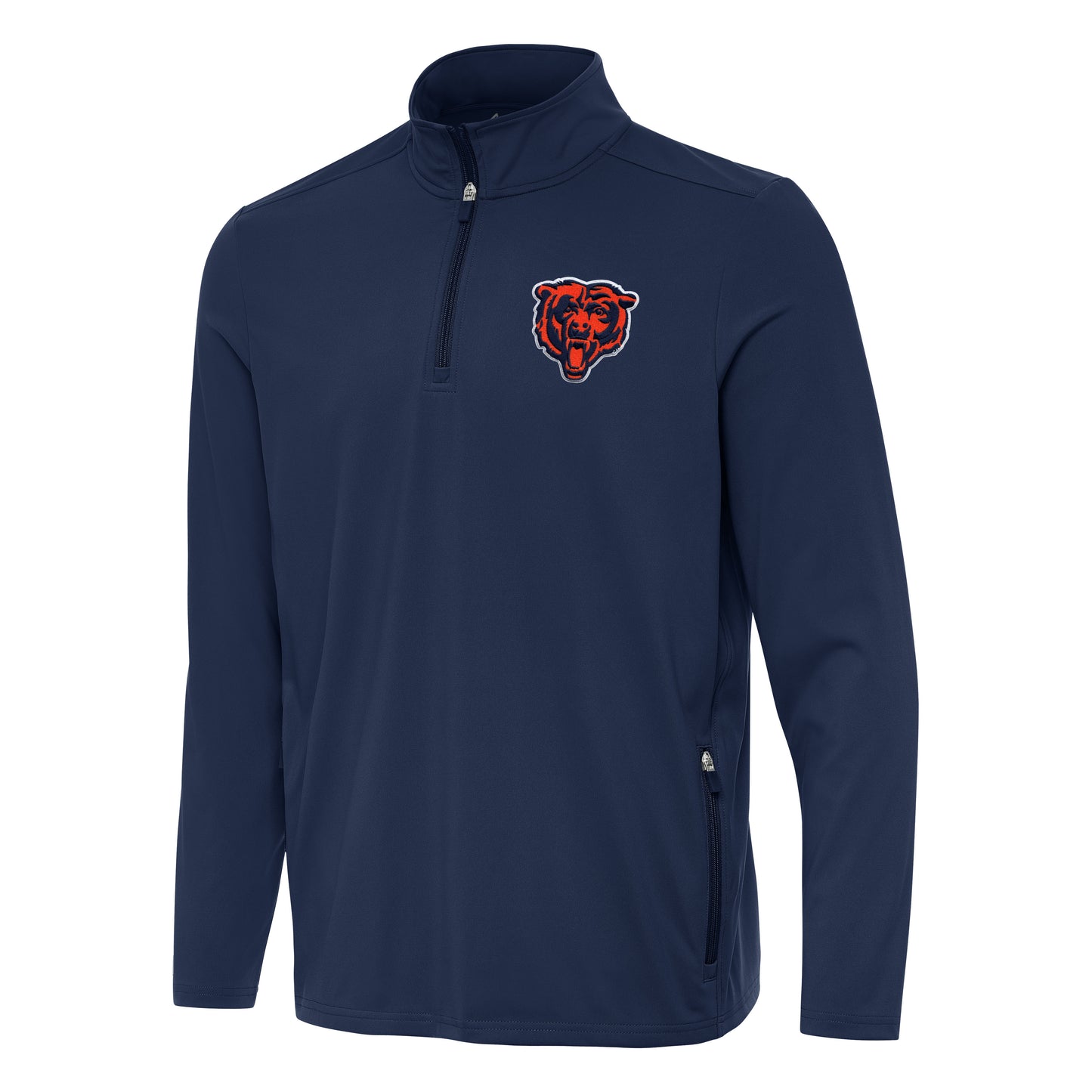 Men's Chicago Bears Antigua Navy Perilous 1/4 Zip Pullover Top