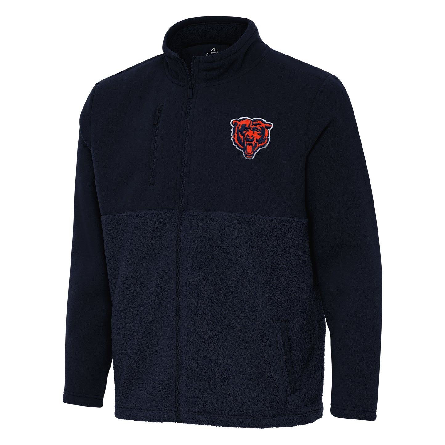 Mens Chicago Bears Antigua Navy Daily Fused Full Zip Jacket