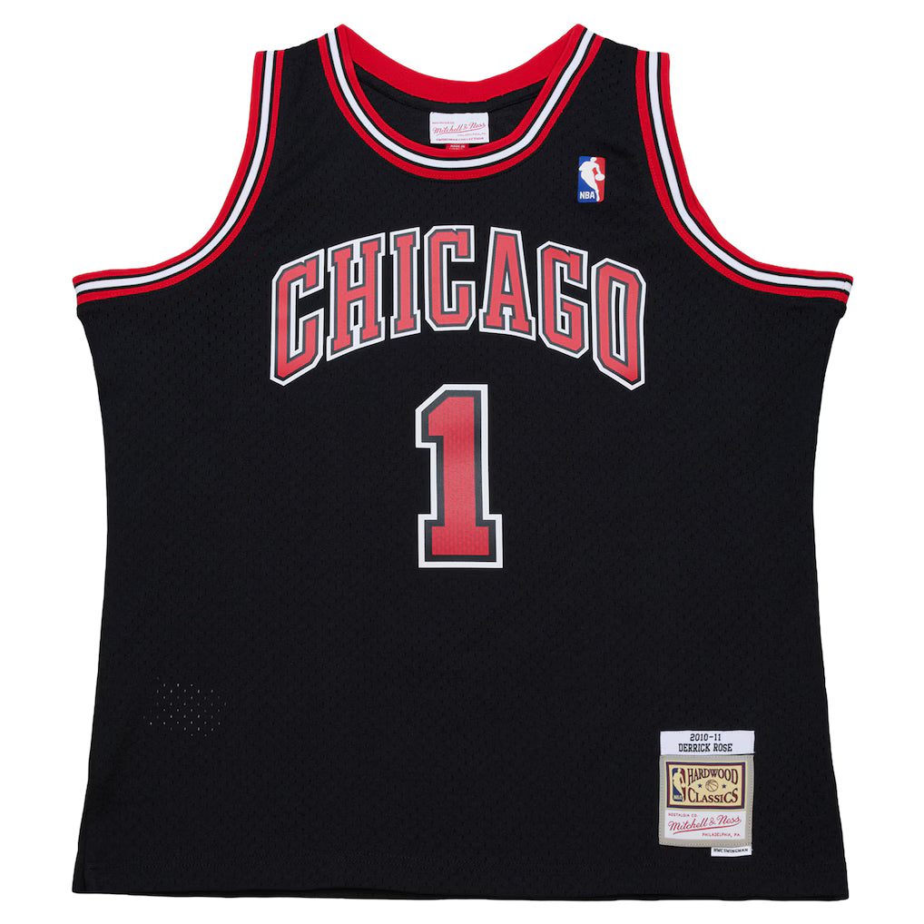 Men's Chicago Bulls Derrick Rose Mitchell & Ness Black 2010-11 Hardwood Classics Swingman Jersey