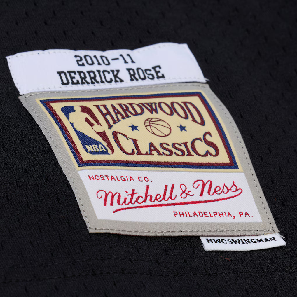 Men's Chicago Bulls Derrick Rose Mitchell & Ness Black 2010-11 Hardwood Classics Swingman Jersey