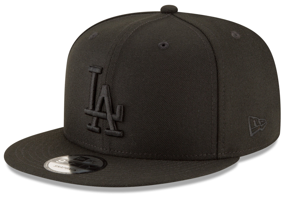 Men's Los Angeles Dodgers New Era Black On Black Tonal 9FIFTY Snapback Hat - Pro Jersey Sports